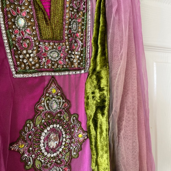 Indian Pakistani designer salwar dupatta and palazzo pants size 46 - Picture 2 of 6